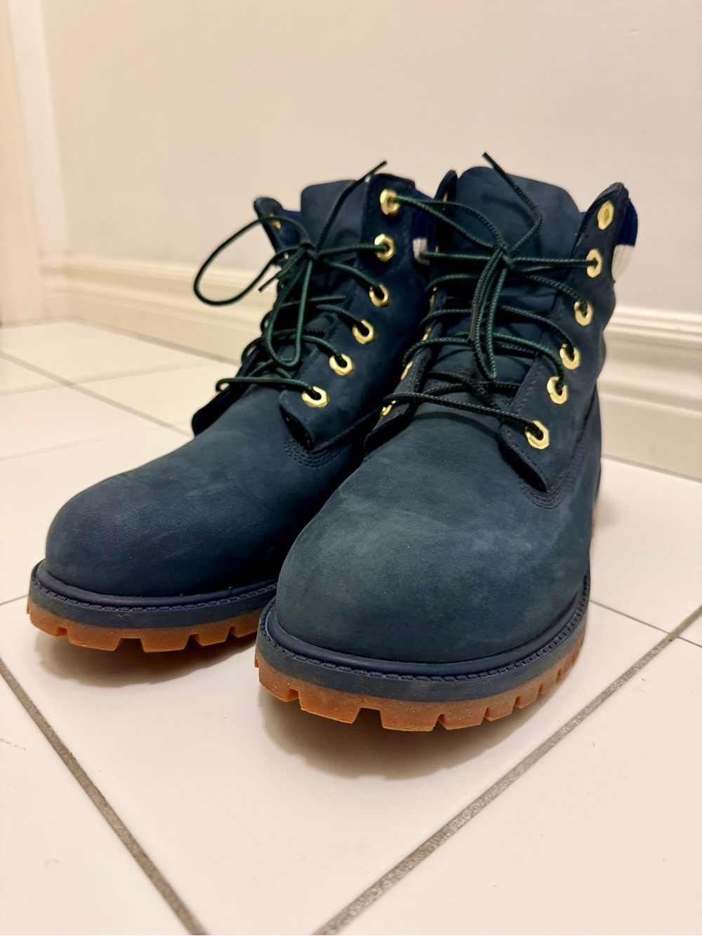 Timberland Premium Junior Navy Lace-Up Boots waterproof